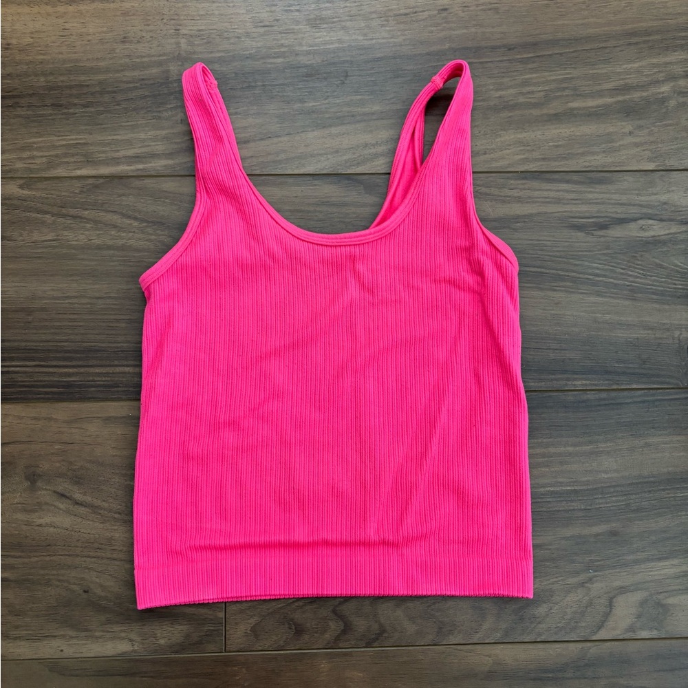 Vibrant Pink Ribbed Tank Top
